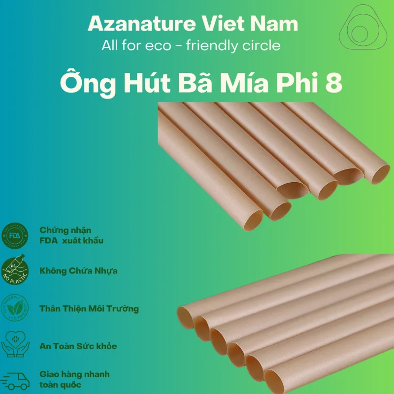 Ống Hút Bã Mía — Gói 100 Ống - Không bọc màng 2