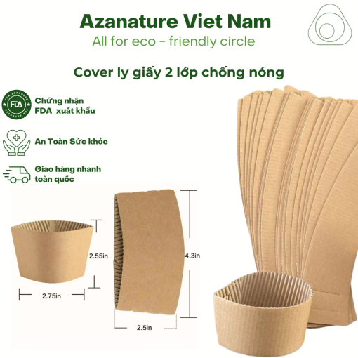 Cover Ly giấy chống nóng, Tay Quai Ly Giấy chống nóng cà phê dùng 1 lần - Thùng 1000