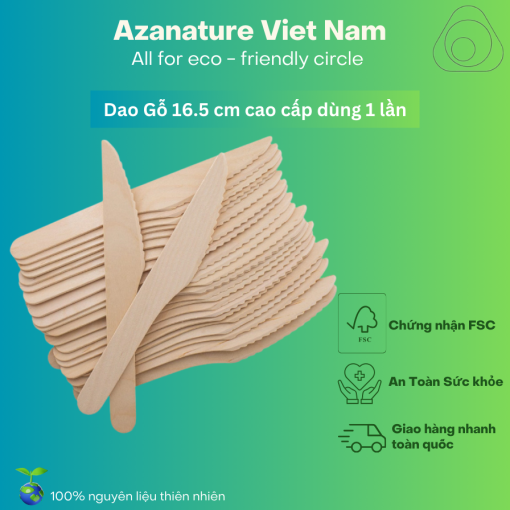 Dao Gỗ Cao Cấp Dùng Một Lần - 16cm - Thùng 1000 cái - Ảnh 2